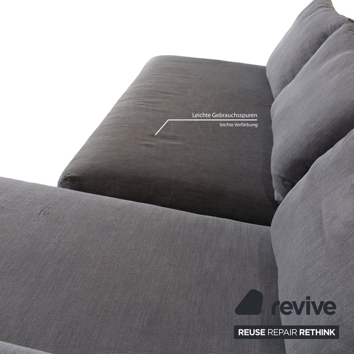 Canapé d'angle droit en tissu phosphorescent gris avec méridienne