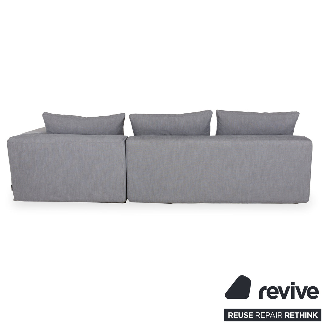 Canapé d'angle droit en tissu phosphorescent gris avec méridienne