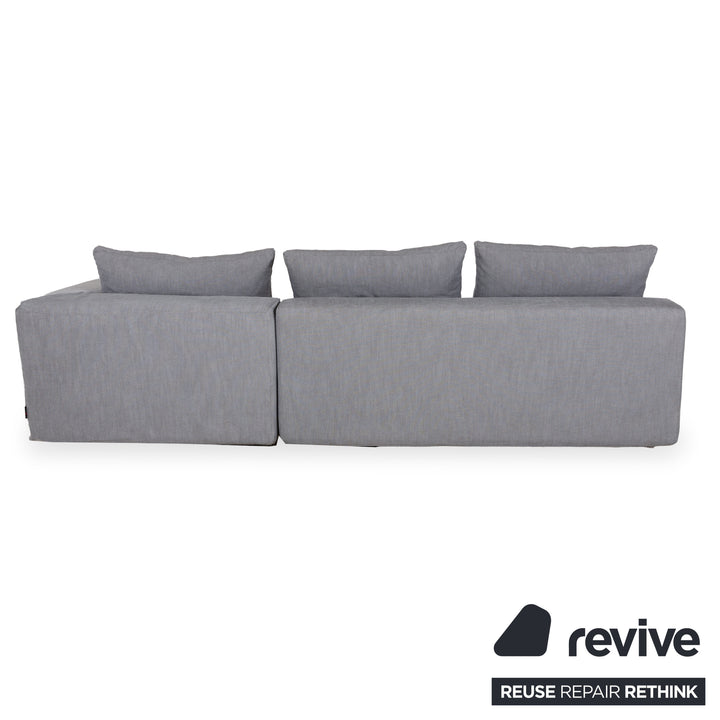 Canapé d'angle droit en tissu phosphorescent gris avec méridienne
