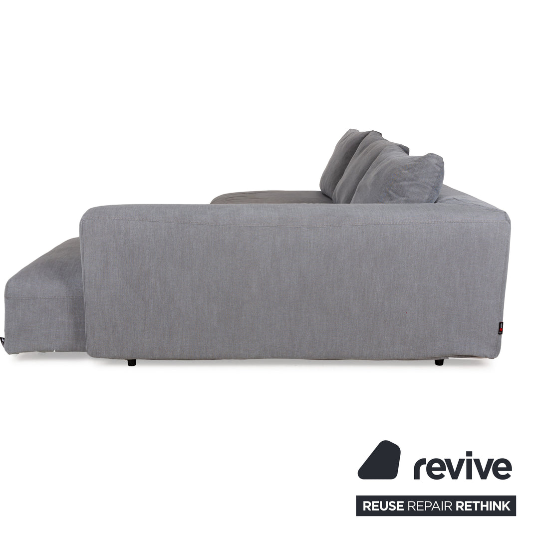 Canapé d'angle droit en tissu phosphorescent gris avec méridienne