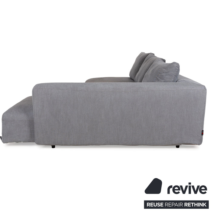 Canapé d'angle droit en tissu phosphorescent gris avec méridienne