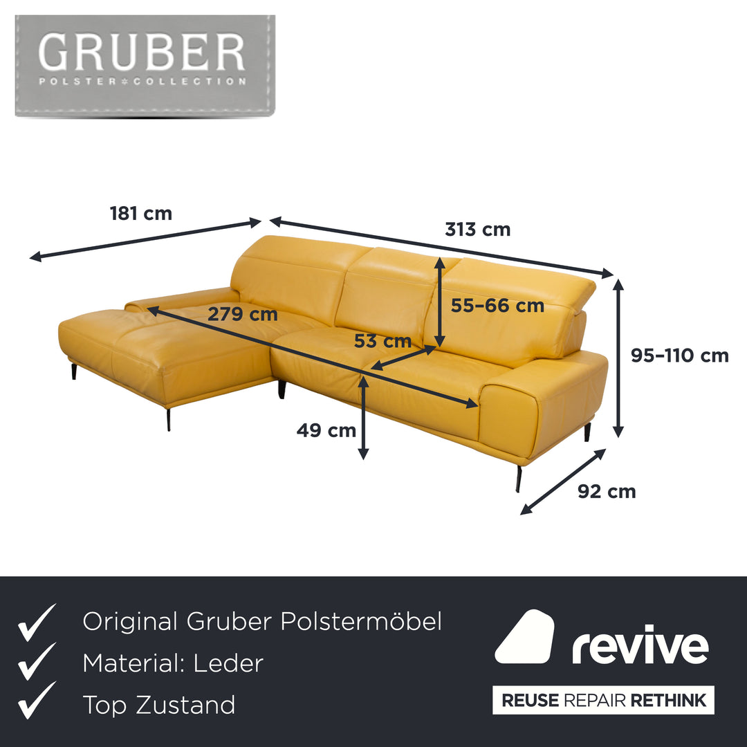 Gruber Polstermöbel Romeo Leder Ecksofa Gelb Sofa Couch