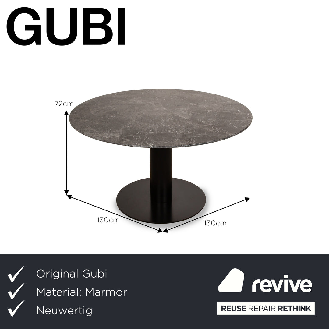 Gubi 2.0 Marble Dining Table Black Column Base Black 130 x 130 x 72 cm