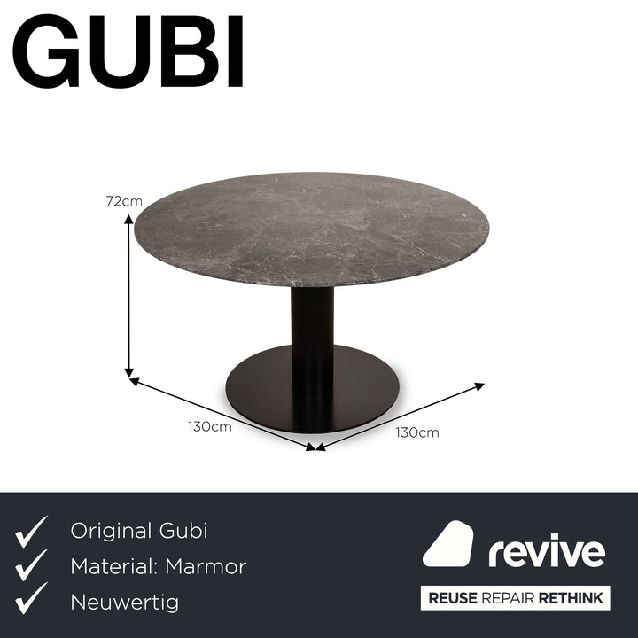 Gubi 2.0 Marble Dining Table Black Column Base Black 130 x 130 x 72 cm