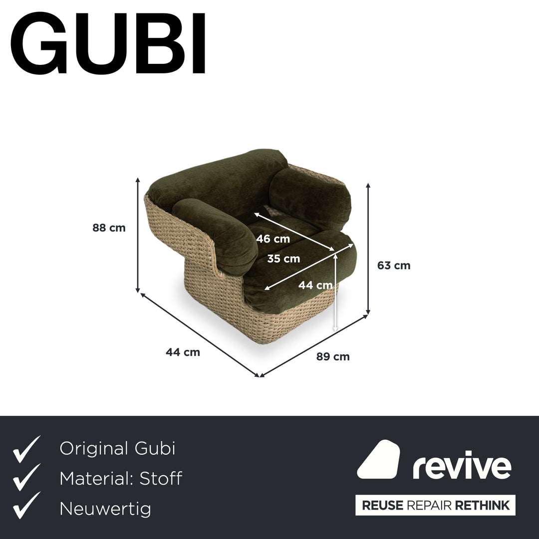Gubi Basket Stoff Sessel Grün Oliv