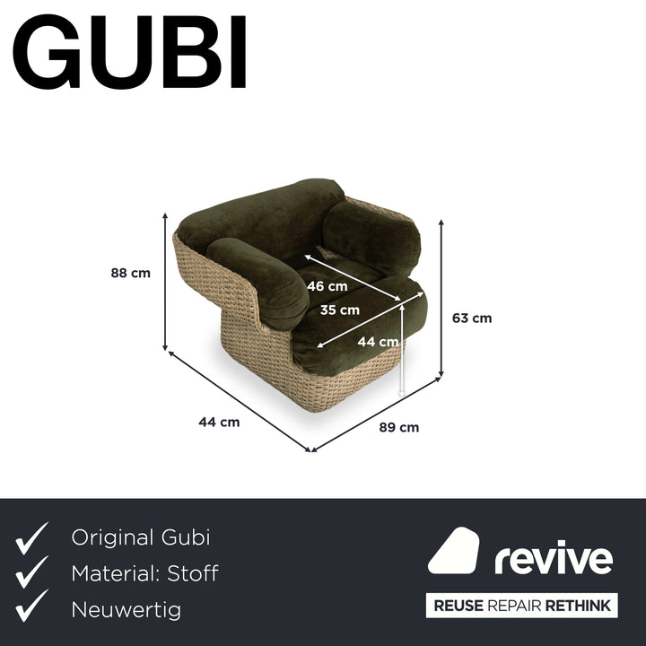 Gubi Basket Stoff Sessel Grün Oliv
