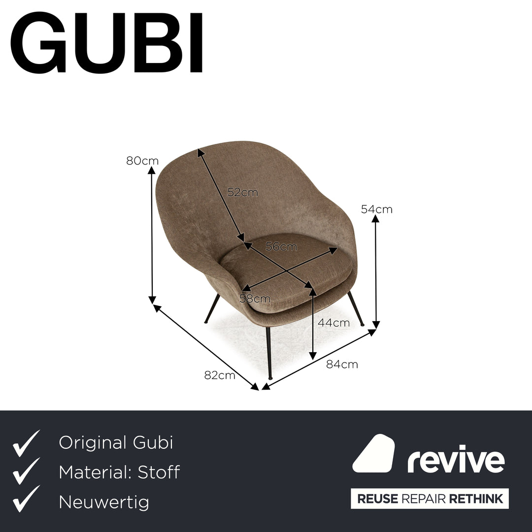 Gubi BAT fabric armchair brown brown-green frame black