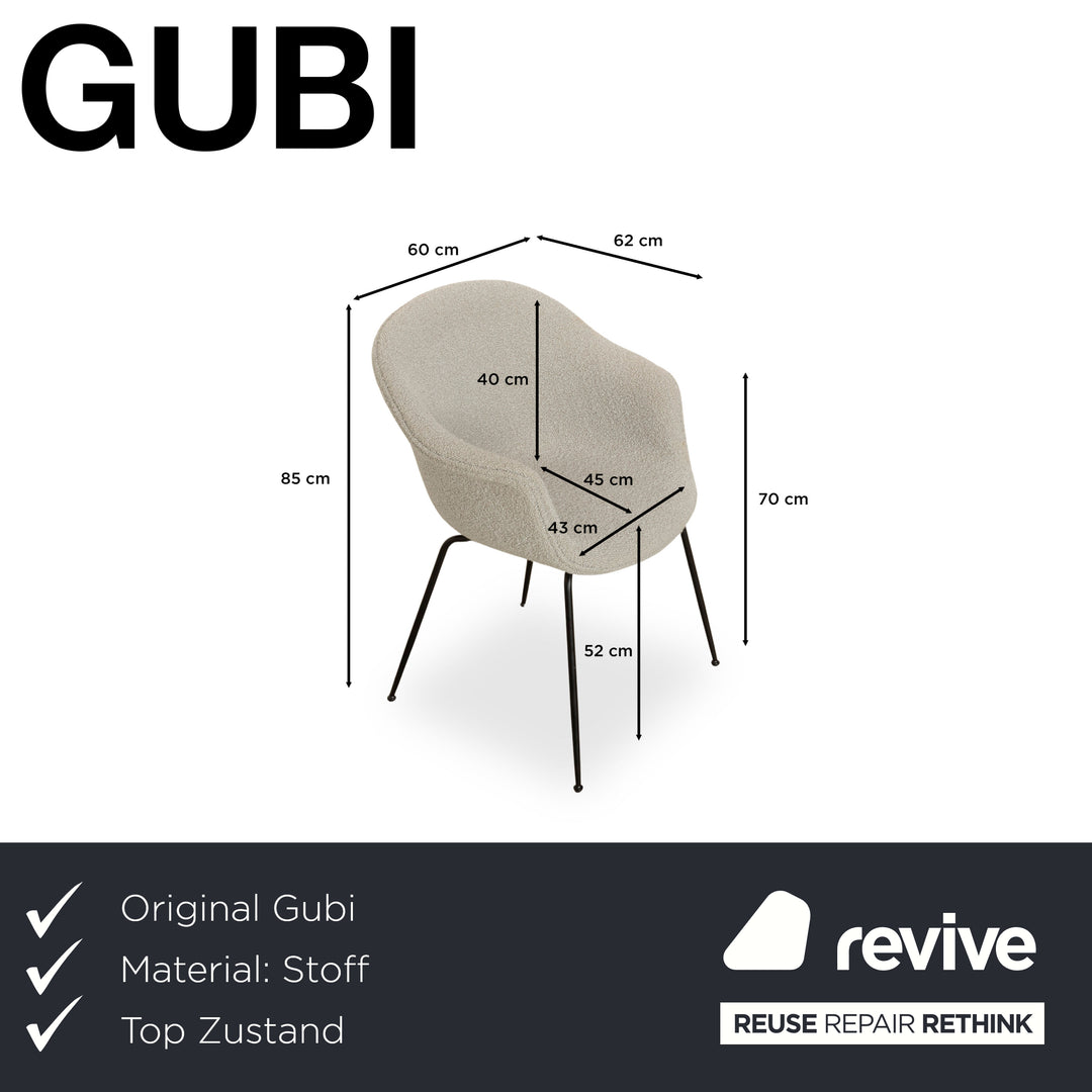 Chaise Beetle BAT en tissu gris de Gubi