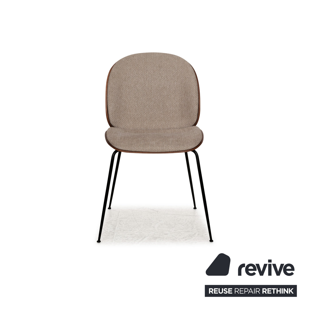 Chaise de salle à manger Gubi Beetle en bois gris marron Chaise de salle à manger rembourrée