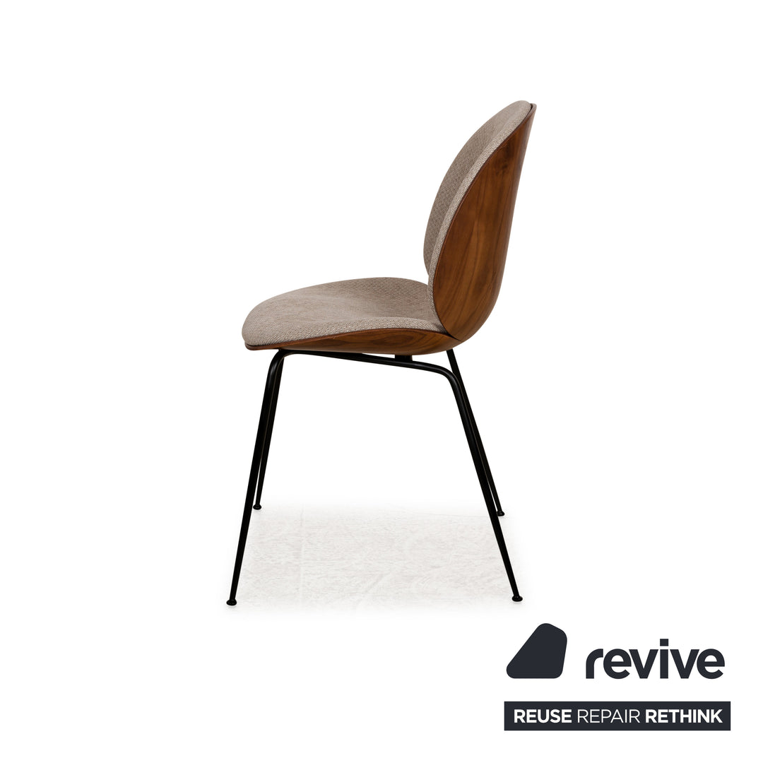 Chaise de salle à manger Gubi Beetle en bois gris marron Chaise de salle à manger rembourrée