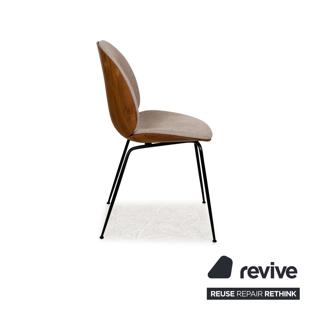 Chaise de salle à manger Gubi Beetle en bois gris marron Chaise de salle à manger rembourrée
