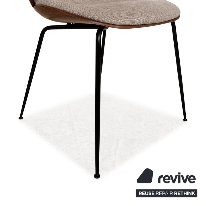 Chaise de salle à manger Gubi Beetle en bois gris marron Chaise de salle à manger rembourrée