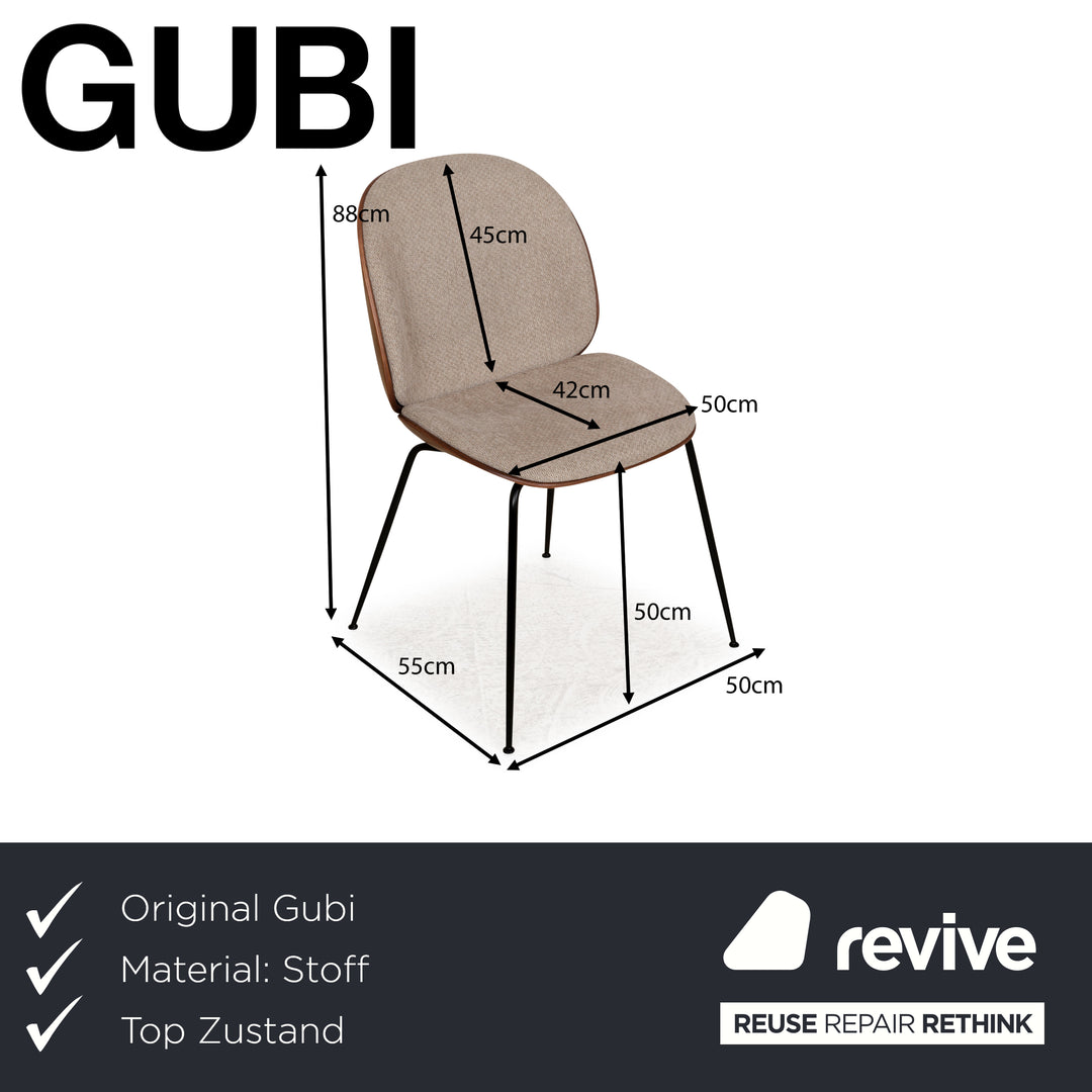 Chaise de salle à manger Gubi Beetle en bois gris marron Chaise de salle à manger rembourrée