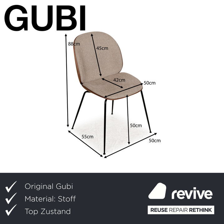 Chaise de salle à manger Gubi Beetle en bois gris marron Chaise de salle à manger rembourrée