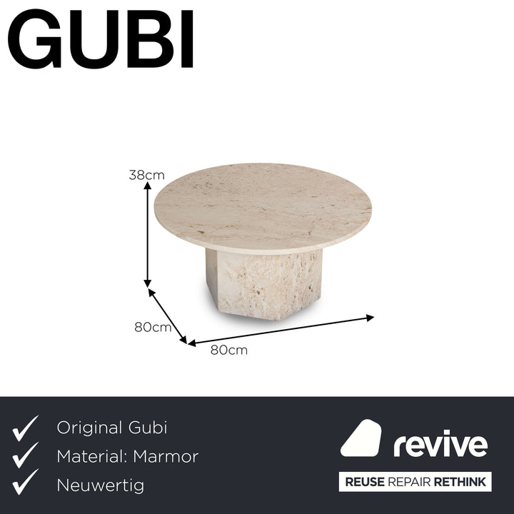 Gubi Epic Marble Coffee Table White Travertine Natural