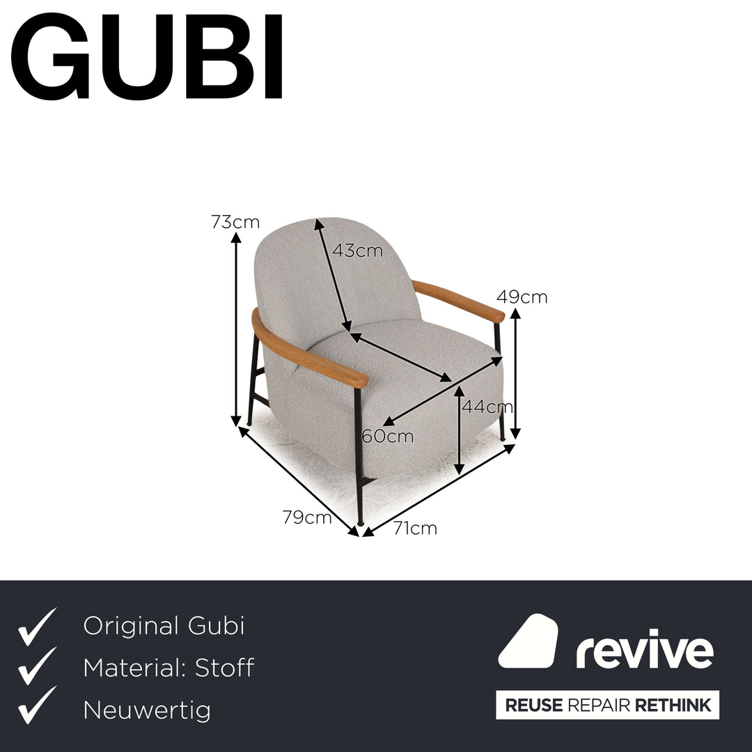 Gubi Sejour fabric armchair grey natural oak frame black