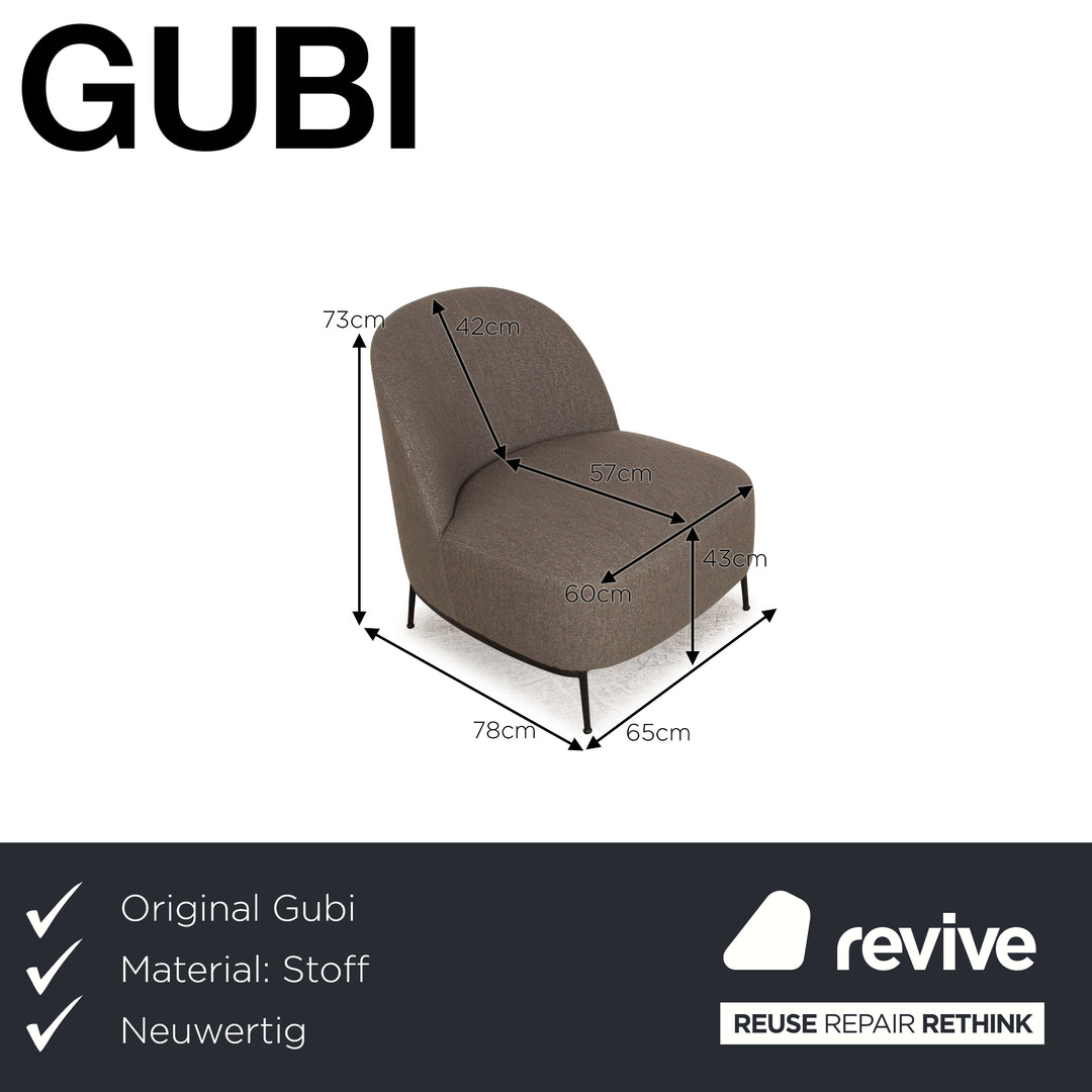 Gubi Sejour fabric armchair grey grey-green frame black