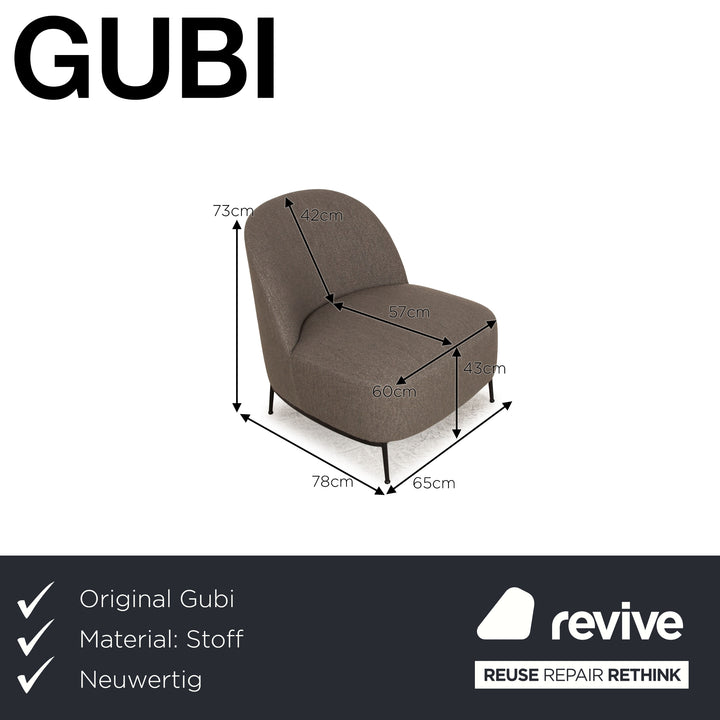 Gubi Sejour fabric armchair grey grey-green frame black