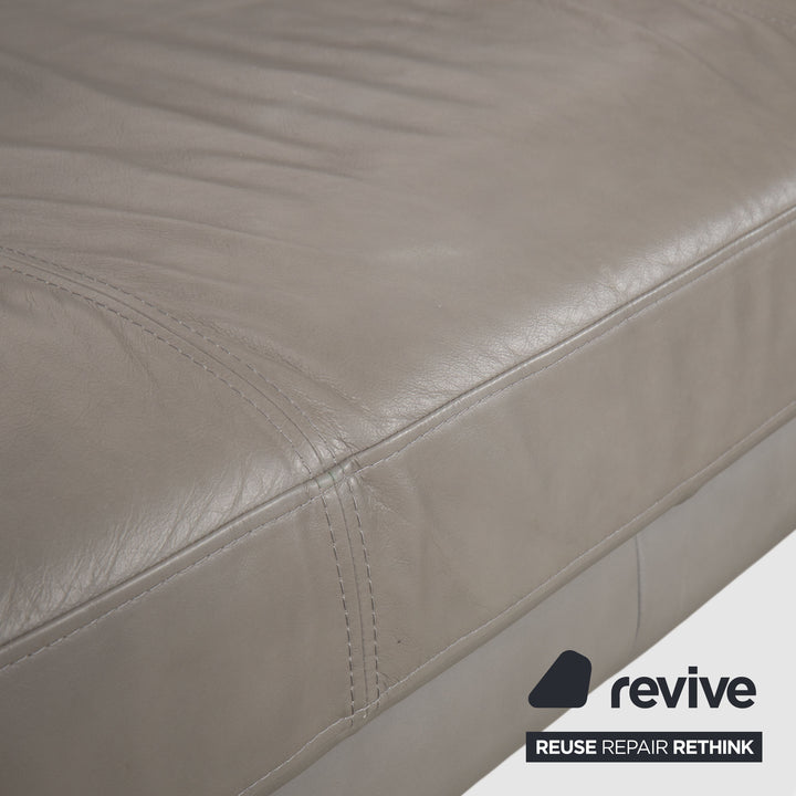 Gutmann Factory Leather Corner Sofa Grey Chaise Right Couch Chrome Feet