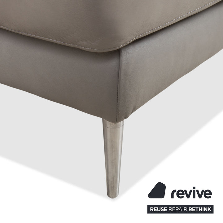 Gutmann Factory Leather Corner Sofa Grey Chaise Right Couch Chrome Feet