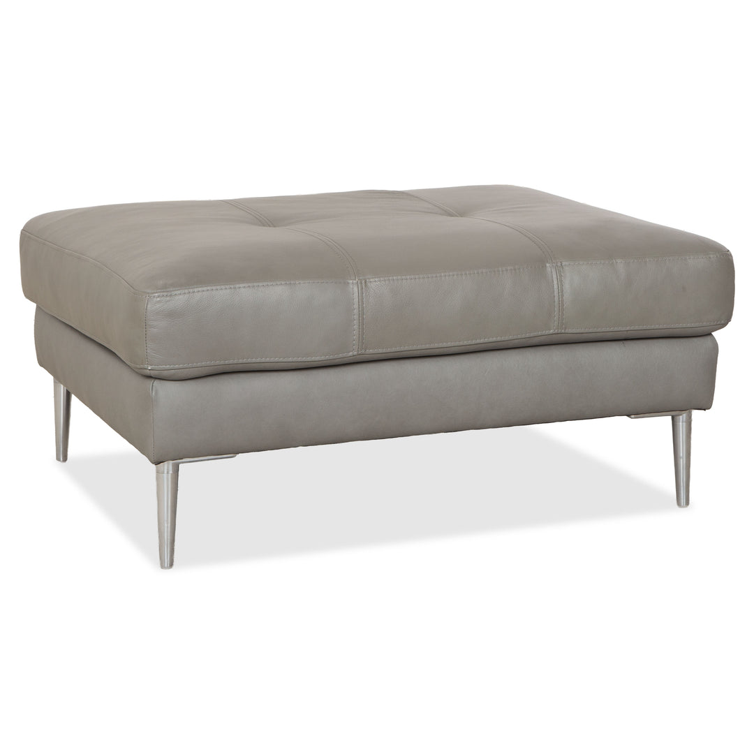 Tabouret en cuir gris Gutmann Factory avec pieds chromés