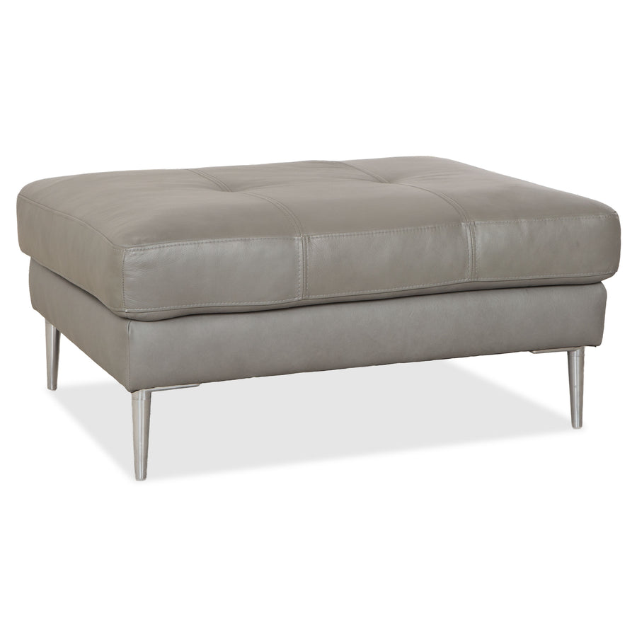 Tabouret en cuir gris Gutmann Factory avec pieds chromés