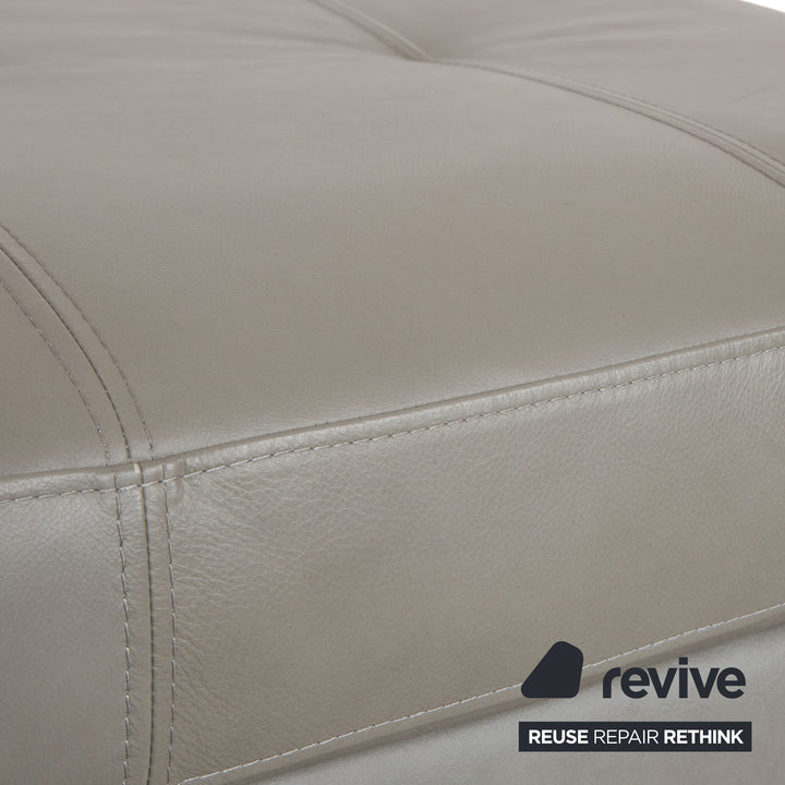 Gutmann Factory Leder Hocker Grau Chrom Füße