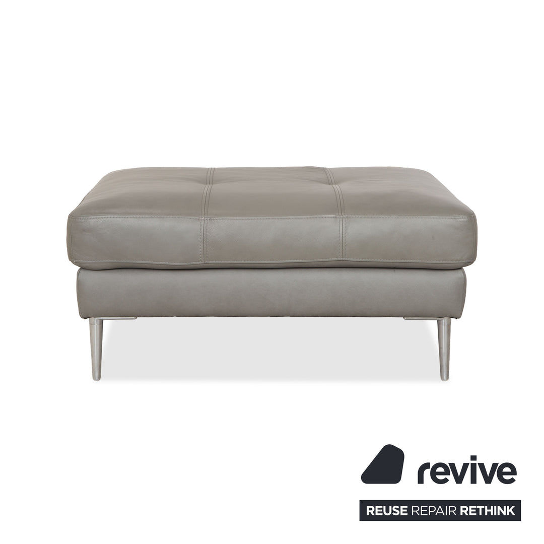 Gutmann Factory Leder Hocker Grau Chrom Füße