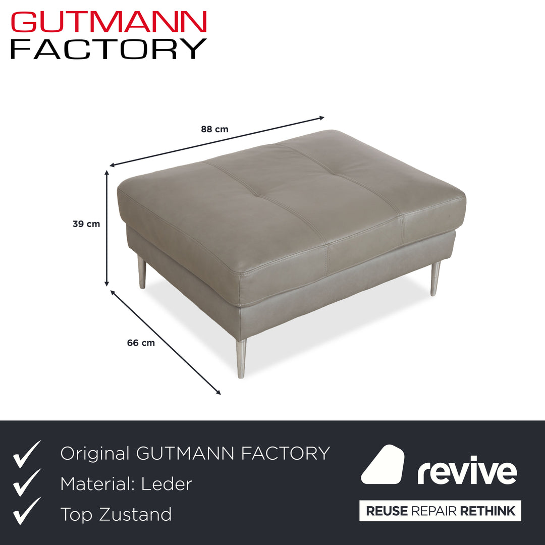 Gutmann Factory Leder Hocker Grau Chrom Füße