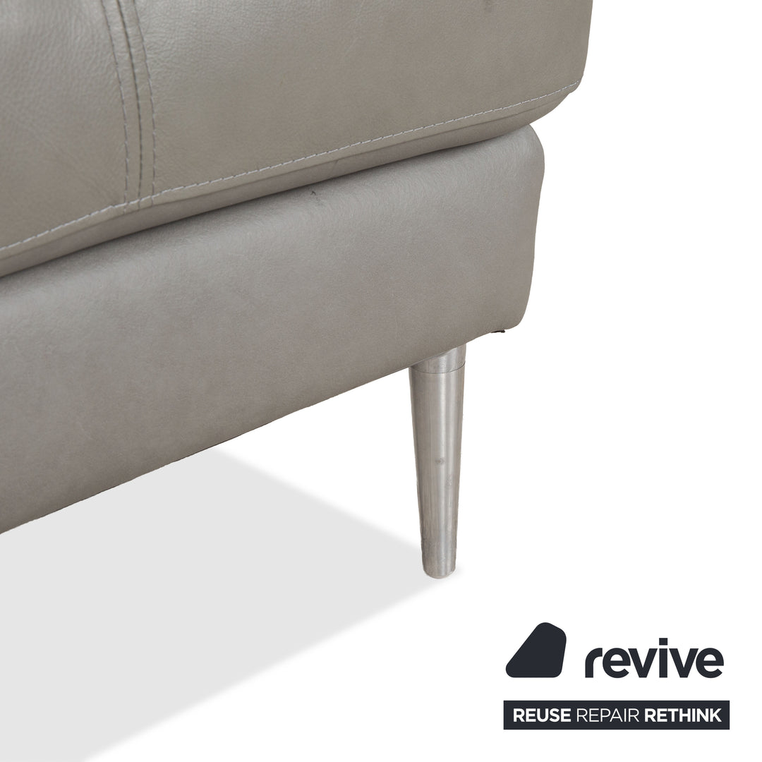 Gutmann Factory Leder Hocker Grau Chrom Füße