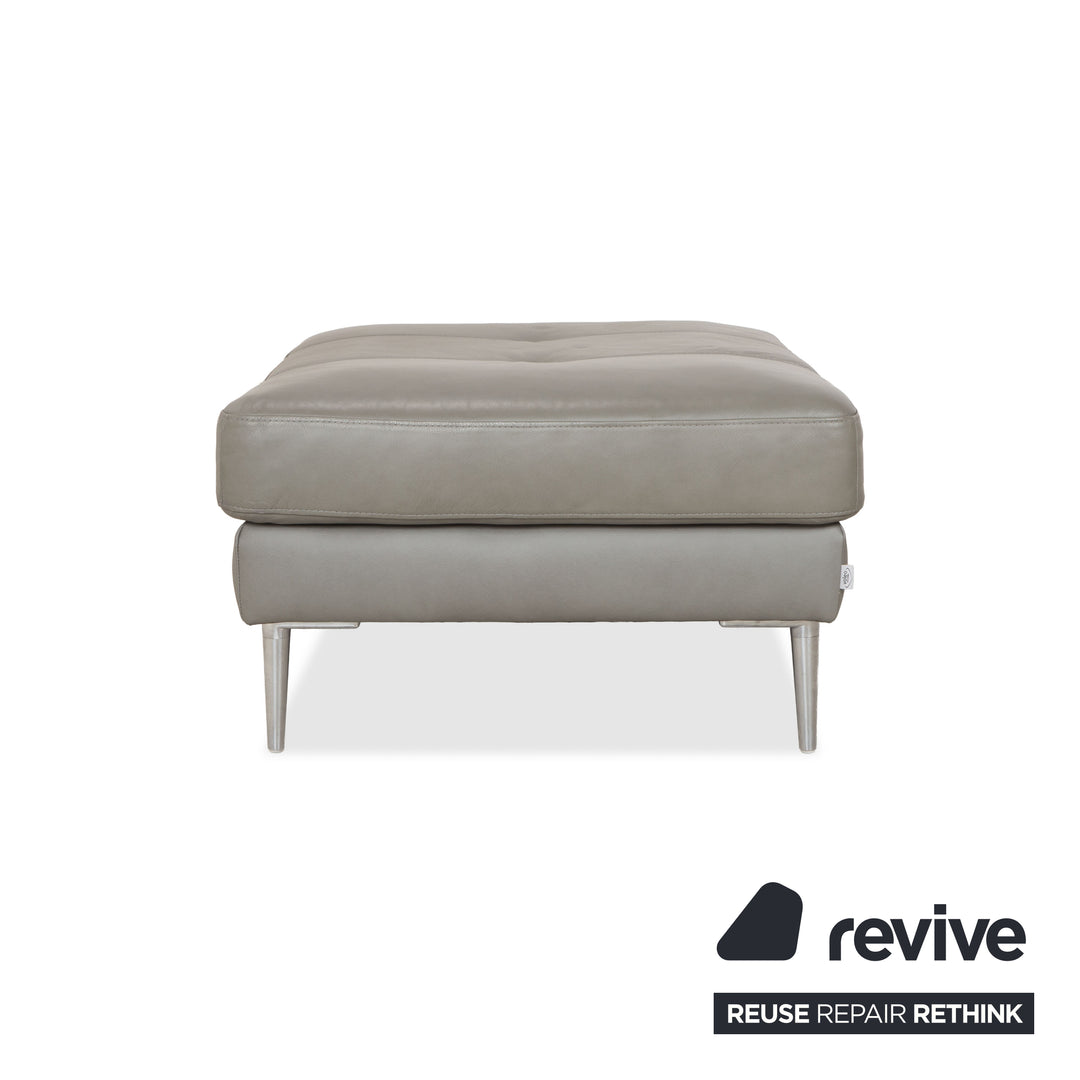 Tabouret en cuir gris Gutmann Factory avec pieds chromés