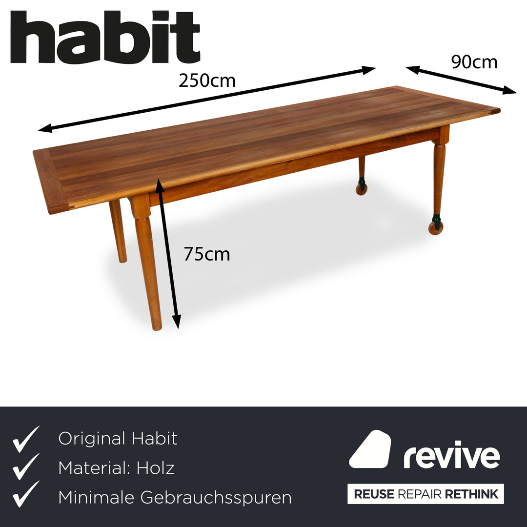 Habit Shaker Table Wooden Dining Table Brown Wheels 250 x 75 cm