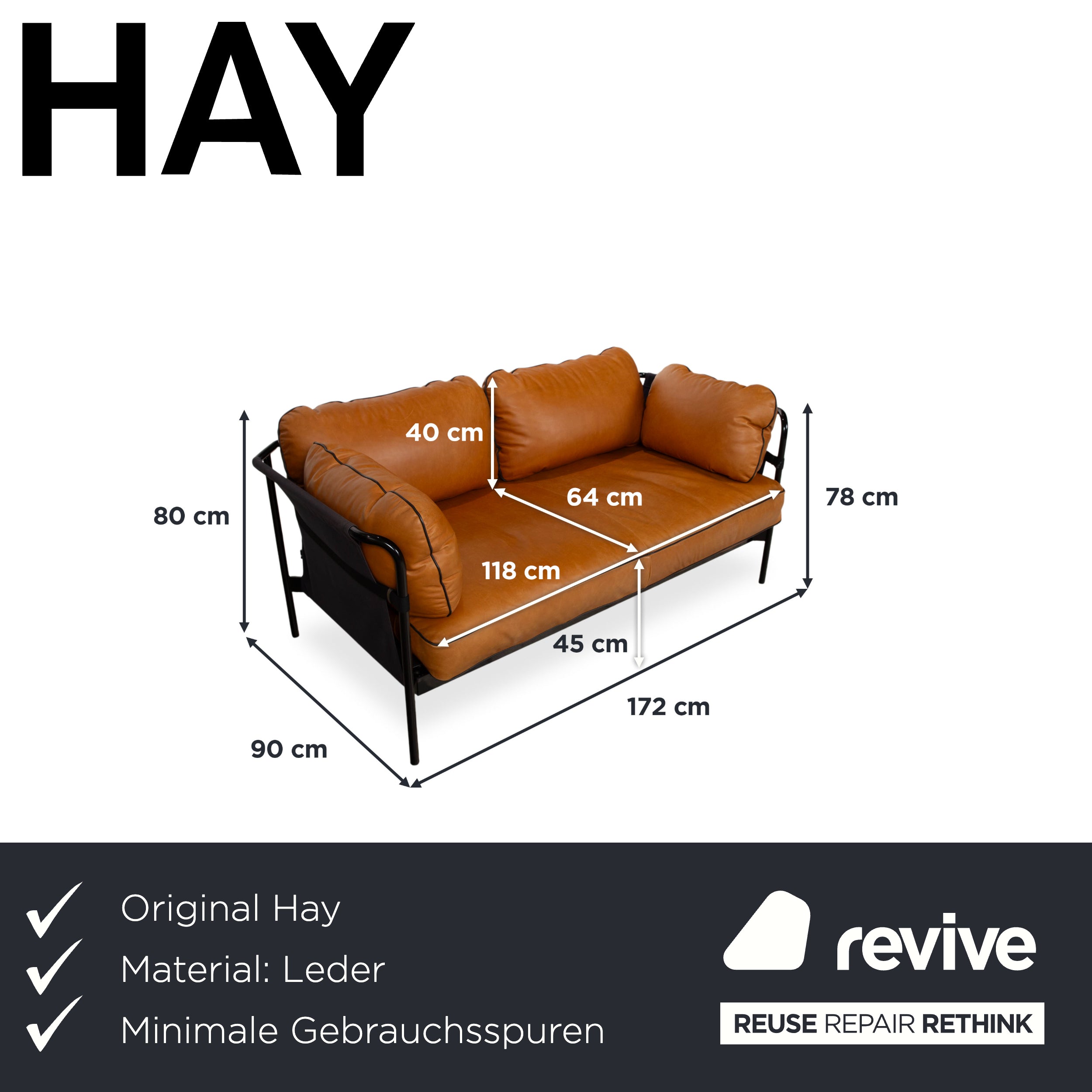 Hay Can Lænestol 2-personers brun cognac sofa