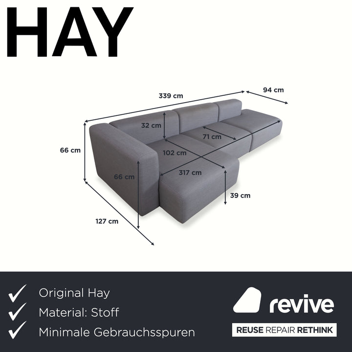 Canapé d'angle en tissu gris HAY Mags