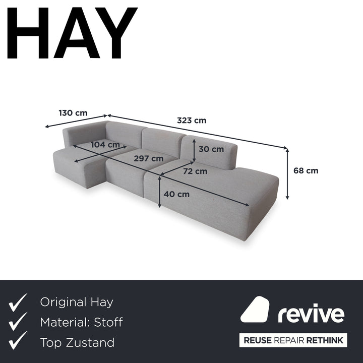 Hay Mags Fabric Corner Sofa Grey Sofa Couch