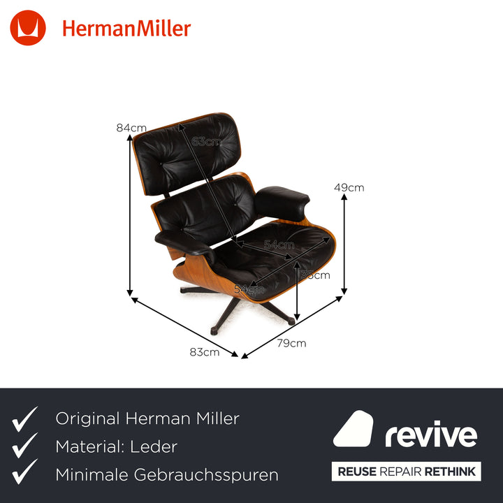 Hermann Miller Eames Lounge Chair inkl. Ottomann Leder Sessel Schwarz Palisander