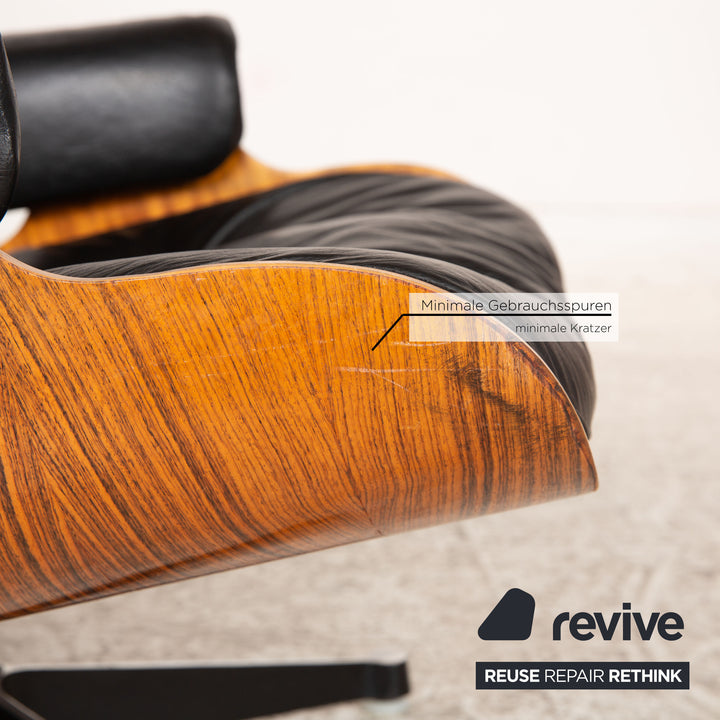 Hermann Miller Eames Lounge Chair inkl. Ottomann Leder Sessel Schwarz Palisander