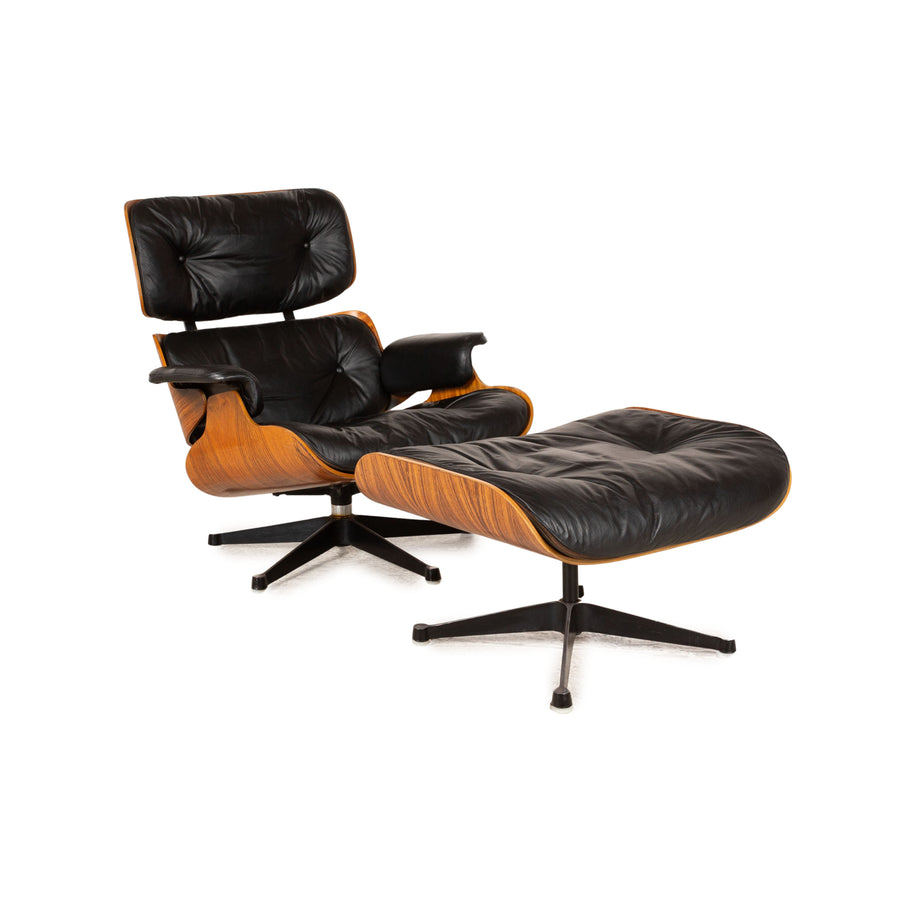 Hermann Miller Eames Lounge Chair incl. Ottoman Leather Armchair Black Rosewood