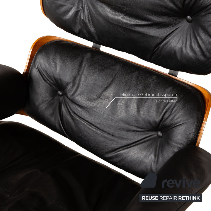 Hermann Miller Eames Lounge Chair inkl. Ottomann Leder Sessel Schwarz Palisander
