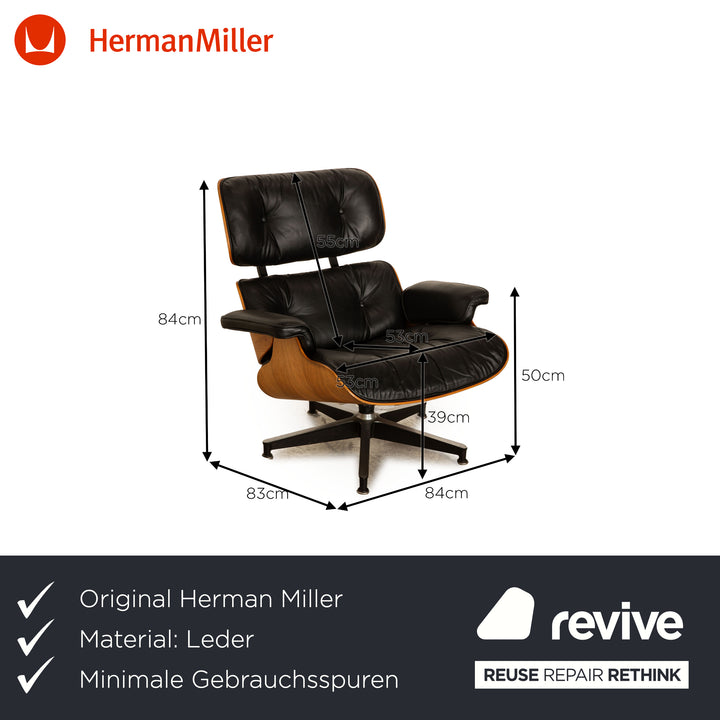Hermann Miller Eames Lounge Chair (ohne Ottoman) Leder Sessel Schwarz