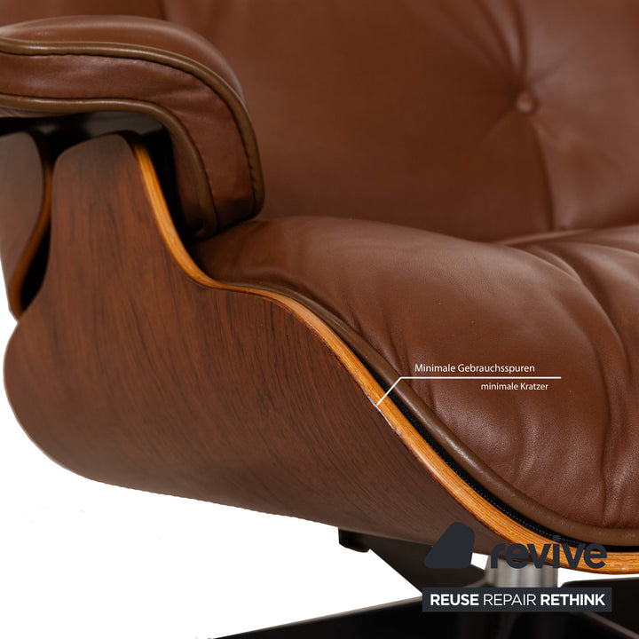 Fauteuil Lounge Hermann Miller Eames (sans pouf) Fauteuil en cuir marron