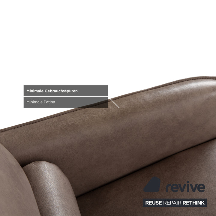 Himolla 0920 Leather 2x Armchair Grey Dark Grey Olive Manual Function