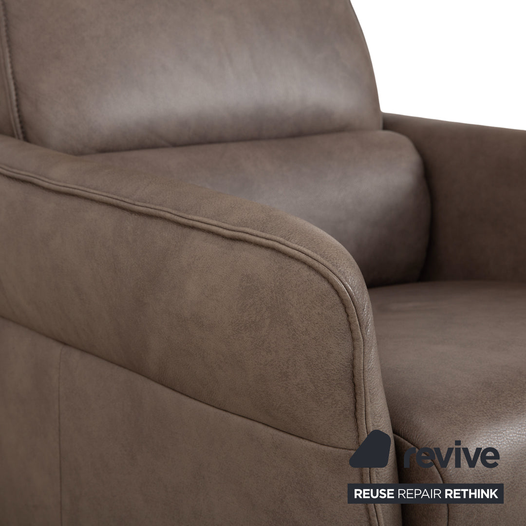 Himolla 0920 Leather 2x Armchair Grey Dark Grey Olive Manual Function