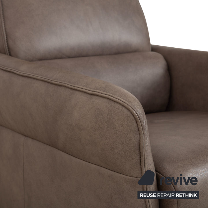 Himolla 0920 Leather 2x Armchair Grey Dark Grey Olive Manual Function