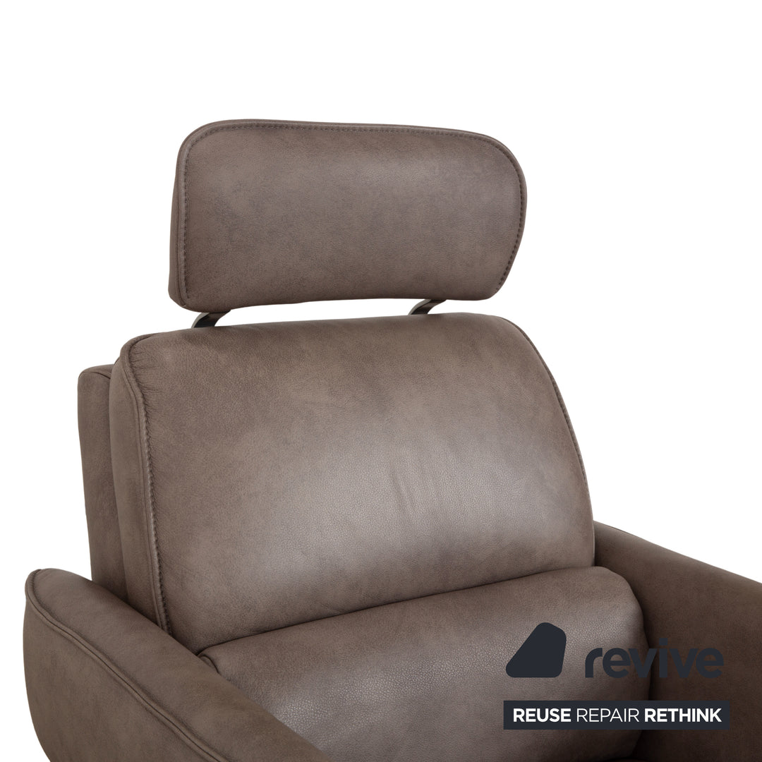 Himolla 0920 Leather 2x Armchair Grey Dark Grey Olive Manual Function