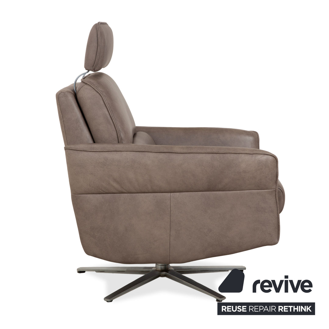 Himolla 0920 Leather 2x Armchair Grey Dark Grey Olive Manual Function