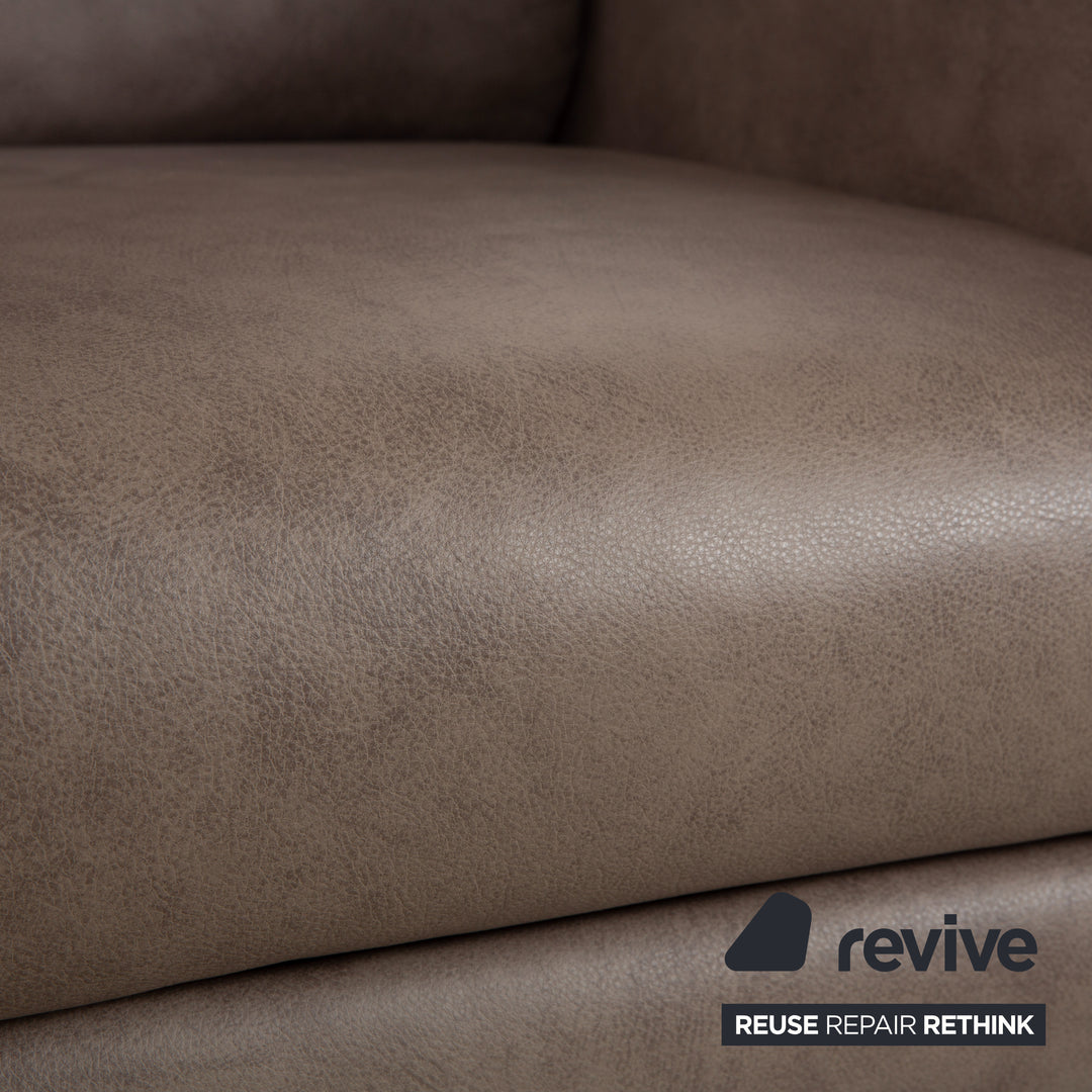 Himolla 0920 Leather 2x Armchair Grey Dark Grey Olive Manual Function