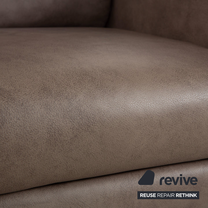 Himolla 0920 Leather 2x Armchair Grey Dark Grey Olive Manual Function