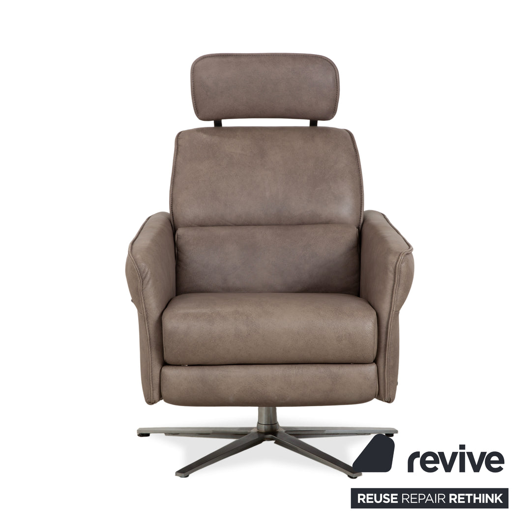 Himolla 0920 Leather 2x Armchair Grey Dark Grey Olive Manual Function