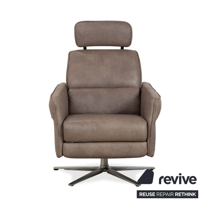 Himolla 0920 Leather 2x Armchair Grey Dark Grey Olive Manual Function